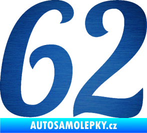Samolepka Startovní číslo 62 typ 3 škrábaný kov modrý