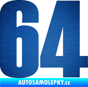 Samolepka Startovní číslo 64 typ 2    škrábaný kov modrý