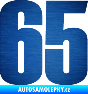 Samolepka Startovní číslo 65 typ 2     škrábaný kov modrý