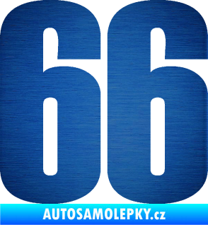 Samolepka Startovní číslo 66 typ 2     škrábaný kov modrý