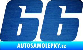 Samolepka Startovní číslo 66 typ 6 škrábaný kov modrý