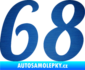 Samolepka Startovní číslo 68 typ 3 škrábaný kov modrý