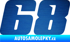 Samolepka Startovní číslo 68 typ 6 škrábaný kov modrý