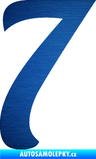 Samolepka Startovní číslo 7 typ 3 škrábaný kov modrý