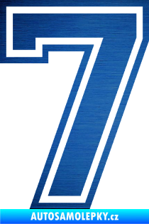 Samolepka Startovní číslo 7 typ 4 škrábaný kov modrý