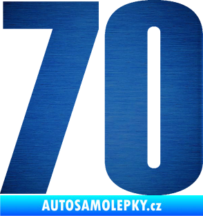 Samolepka Startovní číslo 70 typ 2         škrábaný kov modrý
