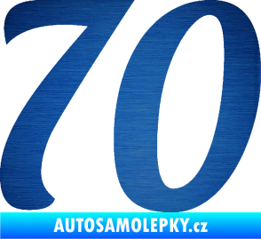 Samolepka Startovní číslo 70 typ 3  škrábaný kov modrý