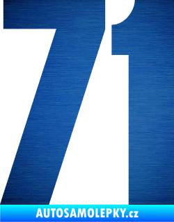 Samolepka Startovní číslo 71 typ 2  škrábaný kov modrý