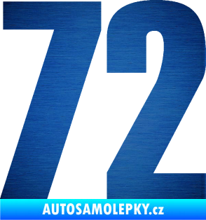 Samolepka Startovní číslo 72 typ 2   škrábaný kov modrý