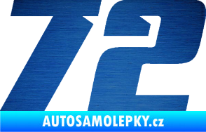 Samolepka Startovní číslo 72 typ 6 škrábaný kov modrý