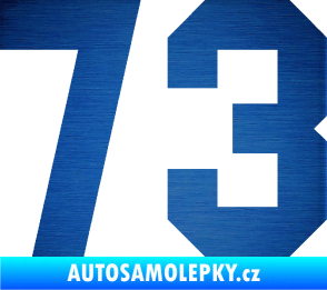 Samolepka Startovní číslo 73 škrábaný kov modrý