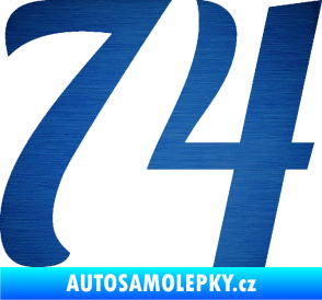 Samolepka Startovní číslo 74 typ 3   škrábaný kov modrý