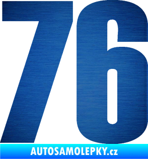 Samolepka Startovní číslo 76 typ 2       škrábaný kov modrý