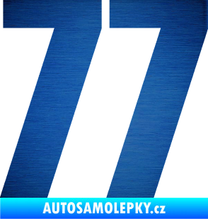 Samolepka Startovní číslo 77 typ 2        škrábaný kov modrý