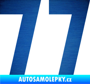 Samolepka Startovní číslo 77 škrábaný kov modrý
