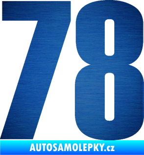Samolepka Startovní číslo 78 typ 2         škrábaný kov modrý