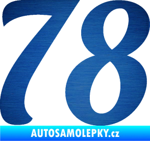 Samolepka Startovní číslo 78 typ 3   škrábaný kov modrý