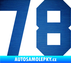 Samolepka Startovní číslo 78 škrábaný kov modrý