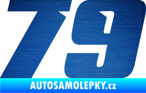 Samolepka Startovní číslo 79 typ 6 škrábaný kov modrý