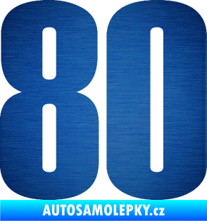 Samolepka Startovní číslo 80 typ 2           škrábaný kov modrý