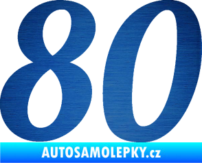 Samolepka Startovní číslo 80 typ 3   škrábaný kov modrý
