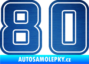 Samolepka Startovní číslo 80 typ 5 škrábaný kov modrý