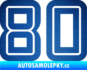 Samolepka Startovní číslo 80 typ 7 škrábaný kov modrý