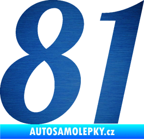Samolepka Startovní číslo 81 typ 3   škrábaný kov modrý