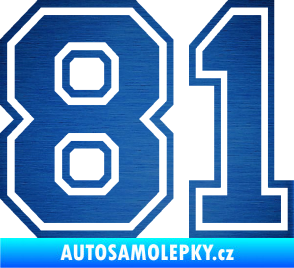 Samolepka Startovní číslo 81 typ 4 škrábaný kov modrý