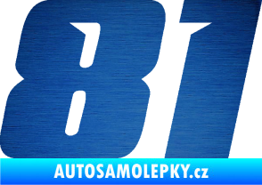 Samolepka Startovní číslo 81 typ 6 škrábaný kov modrý