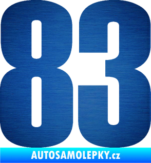 Samolepka Startovní číslo 83 typ 2   škrábaný kov modrý