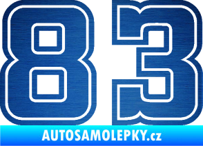 Samolepka Startovní číslo 83 typ 5 škrábaný kov modrý
