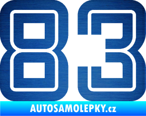 Samolepka Startovní číslo 83 typ 7 škrábaný kov modrý