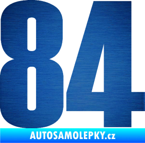 Samolepka Startovní číslo 84 typ 2    škrábaný kov modrý