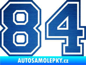 Samolepka Startovní číslo 84 typ 4 škrábaný kov modrý