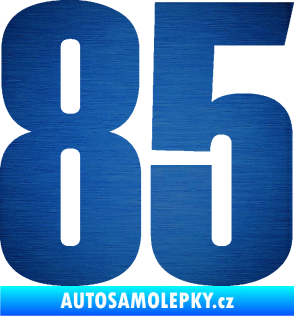 Samolepka Startovní číslo 85 typ 2     škrábaný kov modrý