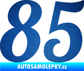Samolepka Startovní číslo 85 typ 3   škrábaný kov modrý