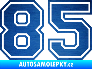 Samolepka Startovní číslo 85 typ 4 škrábaný kov modrý