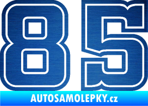 Samolepka Startovní číslo 85 typ 5 škrábaný kov modrý
