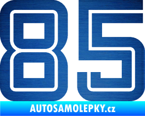 Samolepka Startovní číslo 85 typ 7 škrábaný kov modrý