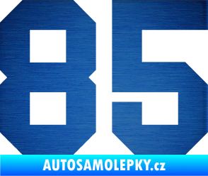 Samolepka Startovní číslo 85 škrábaný kov modrý