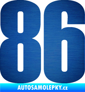 Samolepka Startovní číslo 86 typ 2      škrábaný kov modrý