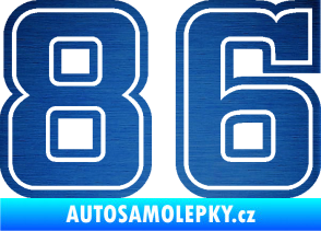 Samolepka Startovní číslo 86 typ 5 škrábaný kov modrý