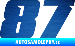 Samolepka Startovní číslo 87 typ 6 škrábaný kov modrý
