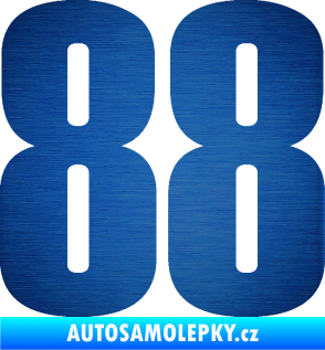 Samolepka Startovní číslo 88 typ 2        škrábaný kov modrý