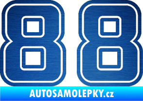 Samolepka Startovní číslo 88 typ 5 škrábaný kov modrý
