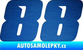Samolepka Startovní číslo 88 typ 6 škrábaný kov modrý