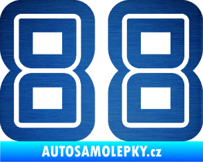 Samolepka Startovní číslo 88 typ 7 škrábaný kov modrý
