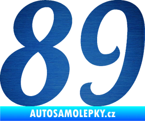 Samolepka Startovní číslo 89 typ 3  škrábaný kov modrý