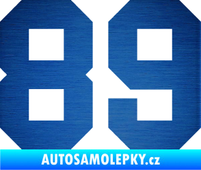 Samolepka Startovní číslo 89 škrábaný kov modrý